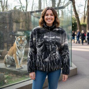 ZooFleece Snow Tiger Berber Jacket Tigers Amur Feline Big Cat Coat Sweater S-XL